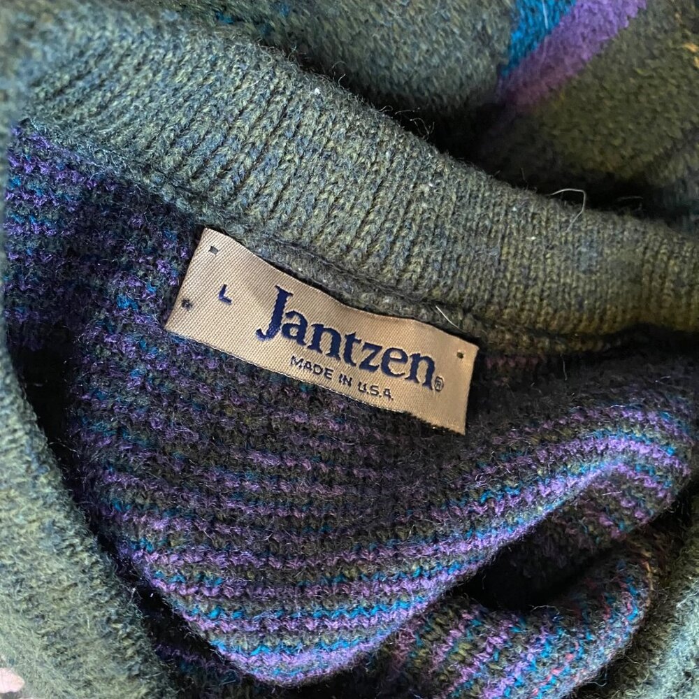 Vtg Jantzen Sweater Men's Multicolor Sz L Oversized Preppy Grunge Pullover - Picture 4 of 11